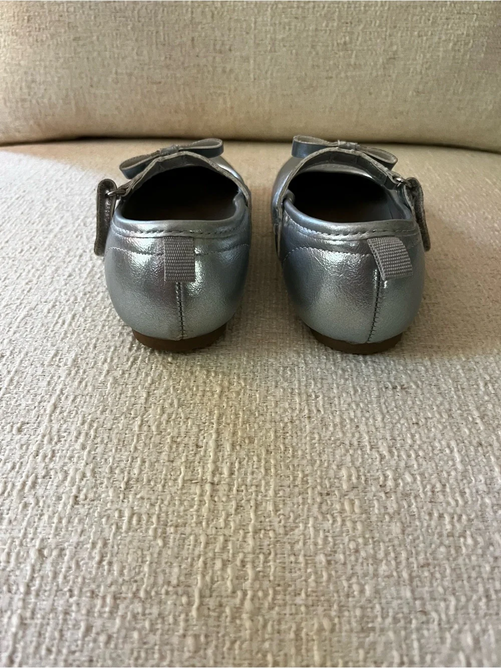 Carter's Metallic Silver Bow Mary Jane Shoes